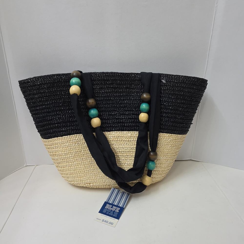 Blue Star Clothing Co Tote "See You On The Beach" Blue Strip 22" x 13" NEW NWT